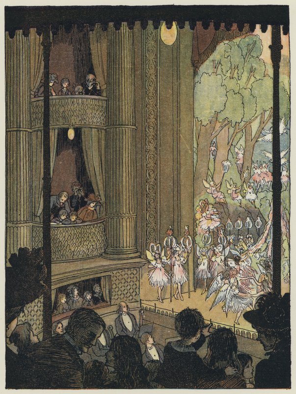 London: Drury Lane Pantomime (farvelitografi) af Francis Donkin Bedford