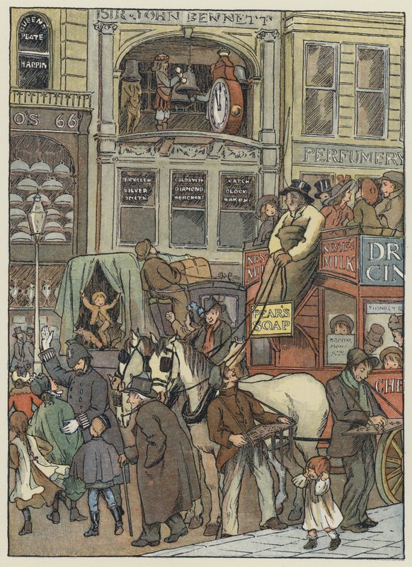 London: I Cheapside (farvelitografi) af Francis Donkin Bedford