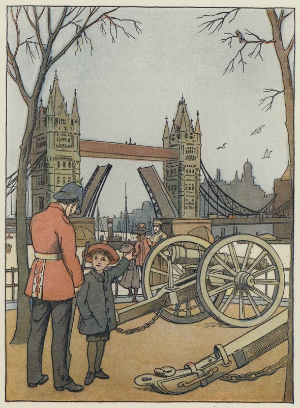 London: Tower Bridge (farvelitografi) af Francis Donkin Bedford