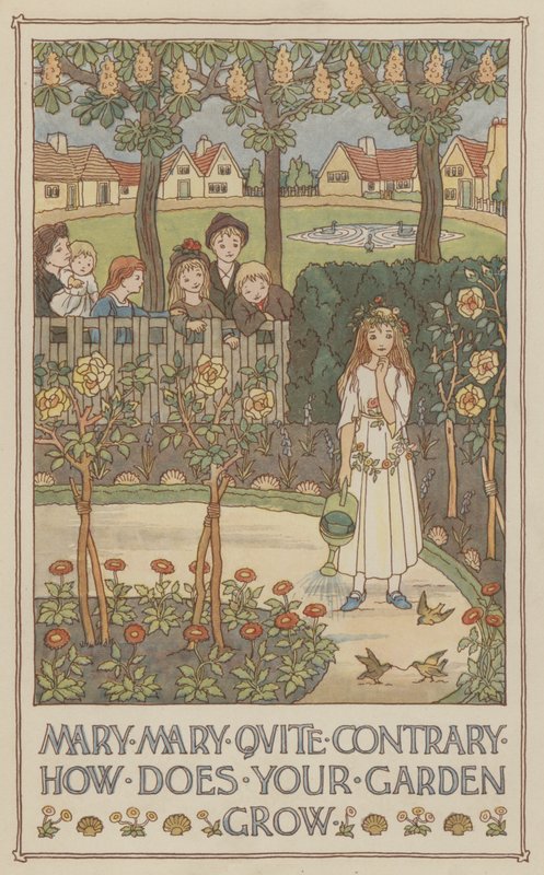 Mary Mary helt modsat hvordan vokser din have (farvelitografi) af Francis Donkin Bedford