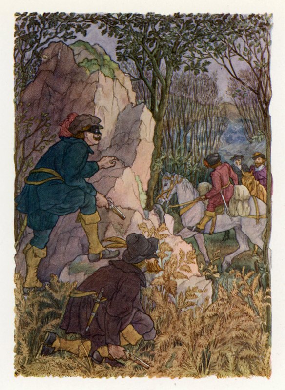 Merrie England: Ambush (farvelitografi) af Francis Donkin Bedford