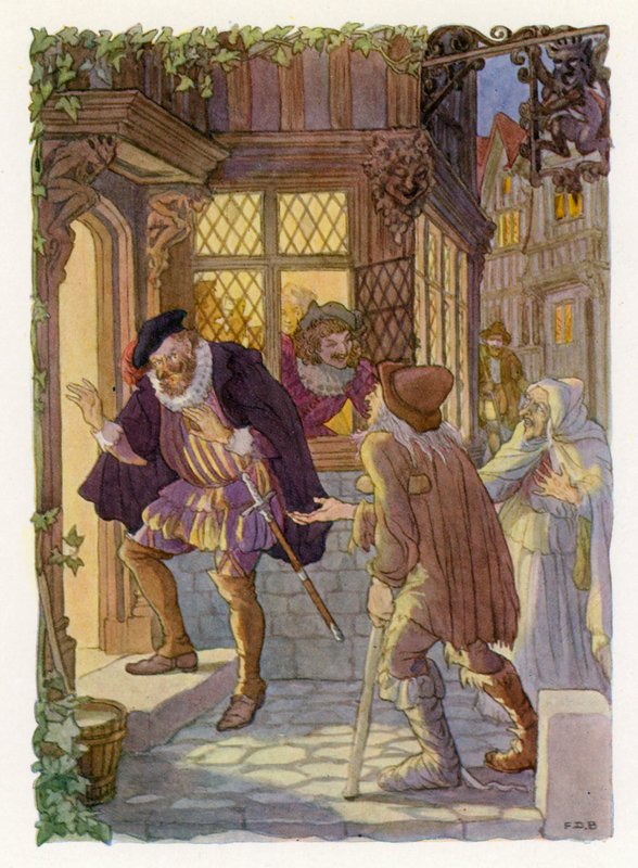 Merrie England: Bedlam Beggars (farvelitografi) af Francis Donkin Bedford
