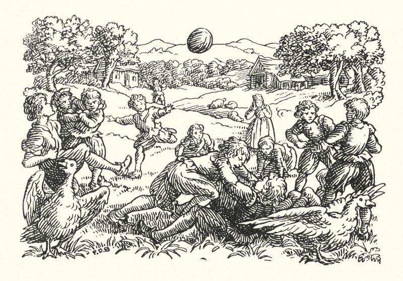 Merrie England: Fodbold (litografi) af Francis Donkin Bedford