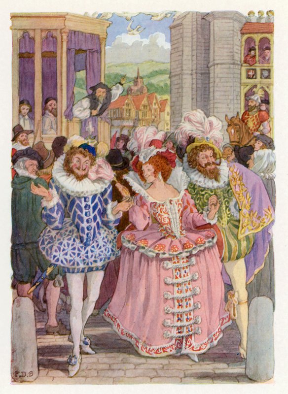 Det glade England: Pagans and Puritans (farvelitografi) af Francis Donkin Bedford