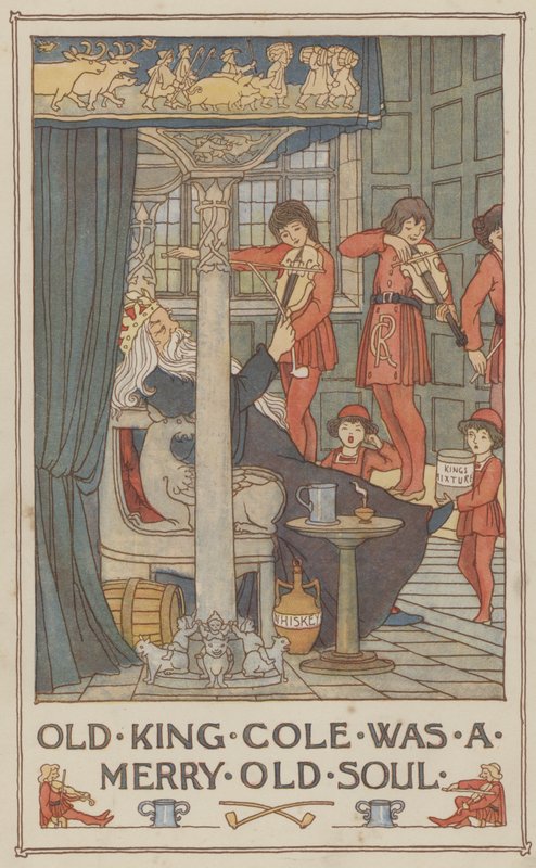 Old King Cole var en munter gammel sjæl (farvelitografi) af Francis Donkin Bedford