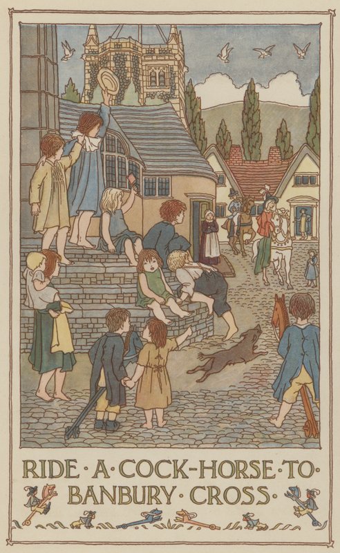 Rid på en hanehest til Banbury Cross (farvelitografi) af Francis Donkin Bedford