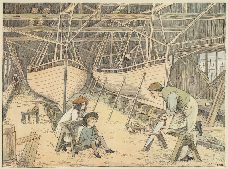 Skibsbygger (farvelitografi) af Francis Donkin Bedford