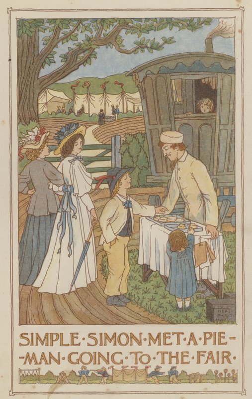 Simple Simon mødte en pieman på vej til markedet (farvelitografi) af Francis Donkin Bedford