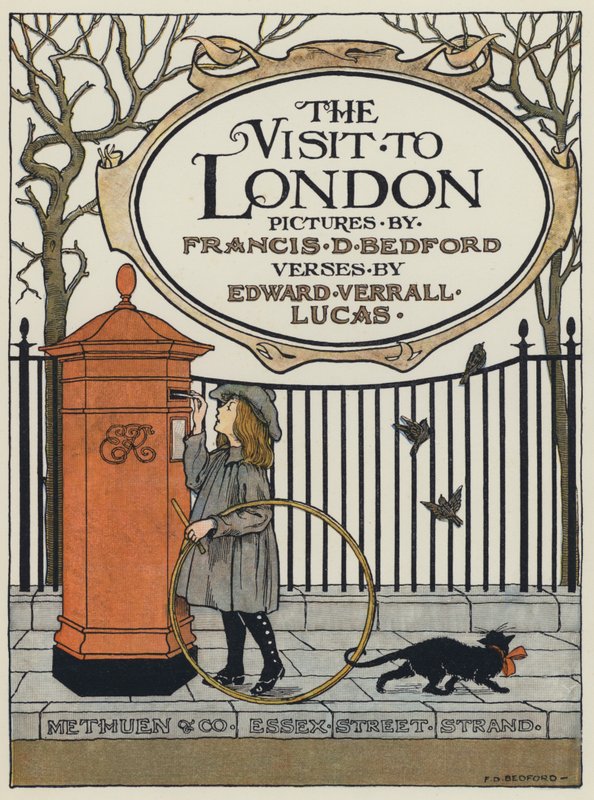 Titelsideillustration til The Visit to London (farvelitografi) af Francis Donkin Bedford
