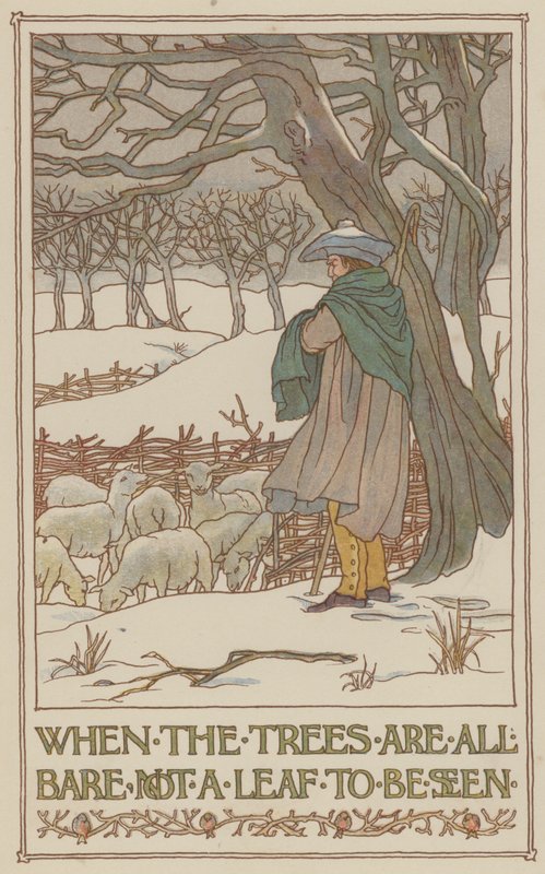 Når træerne er helt nøgne, er der ikke et blad at se (farvelitografi) af Francis Donkin Bedford