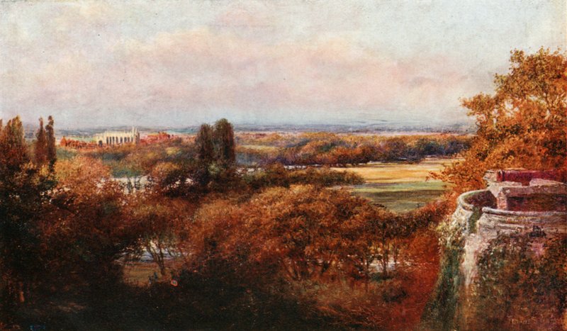 Themsen og Eton fra terrassen, Windsor Castle af Francis S. Walker