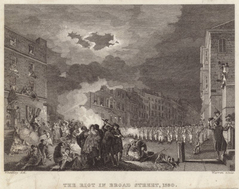 Optøjer i Broad Street i 1780 af Francis Wheatley