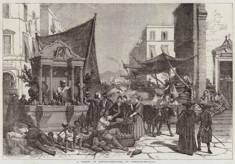 En gade i Napoli af Francois Fortune Antoine Ferogio