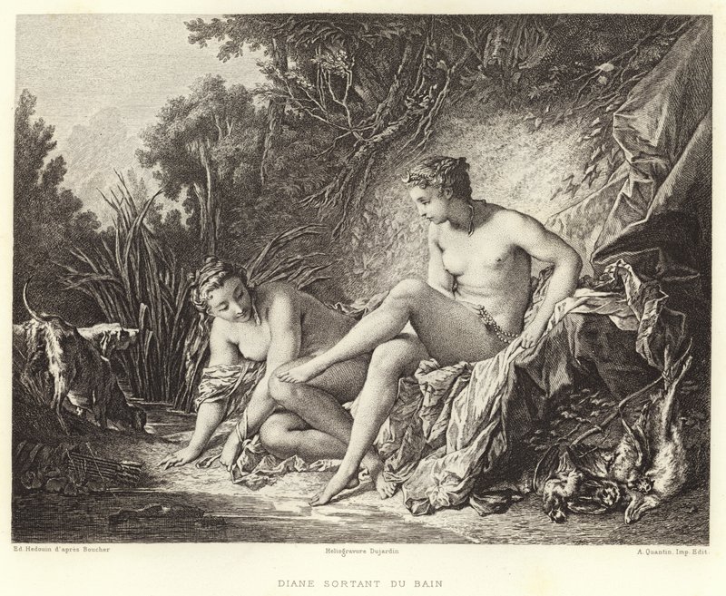 Diane Leaving the Bath (gravering) af Francois (after) Boucher