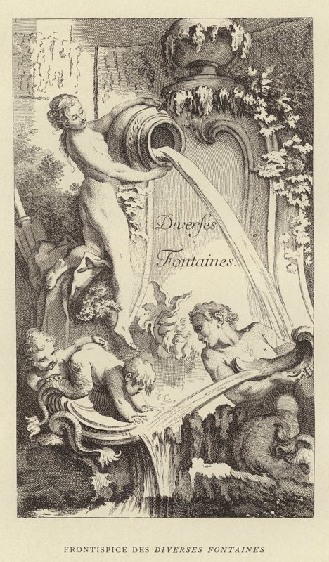 Frontispice af Diverses Fontaines (gravering) af Francois (after) Boucher