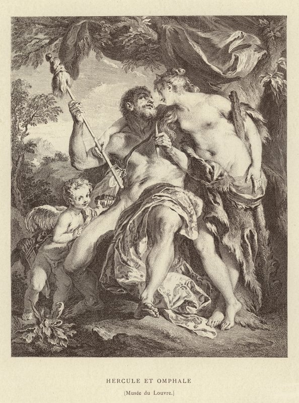 Hercules og Omphale af Francois (after) Boucher
