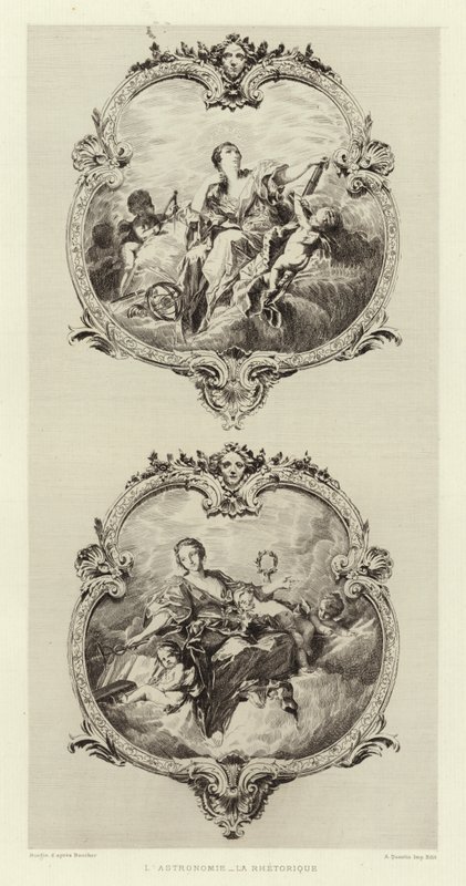 Astronomi, retorik (gravering) af Francois (after) Boucher