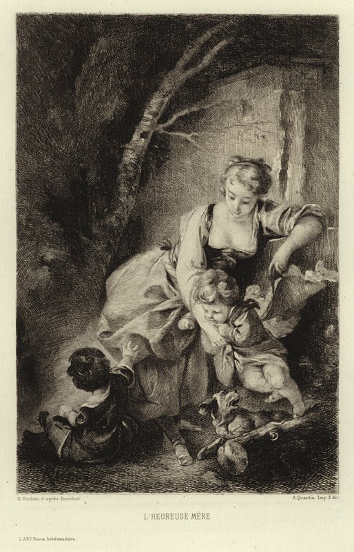 Den glade mor (gravering) af Francois (after) Boucher