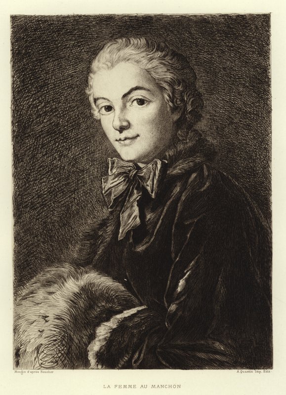 Kvinden med ærmet (gravering) af Francois (after) Boucher