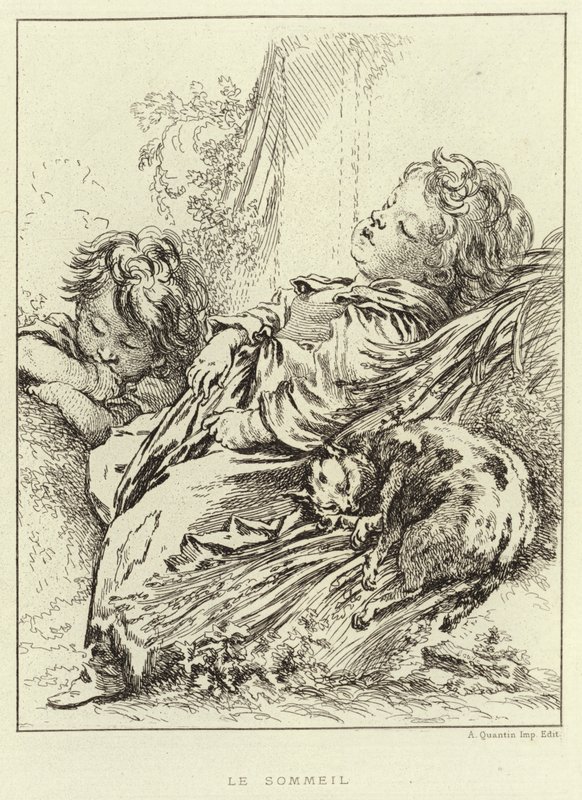 Søvn (gravering) af Francois (after) Boucher