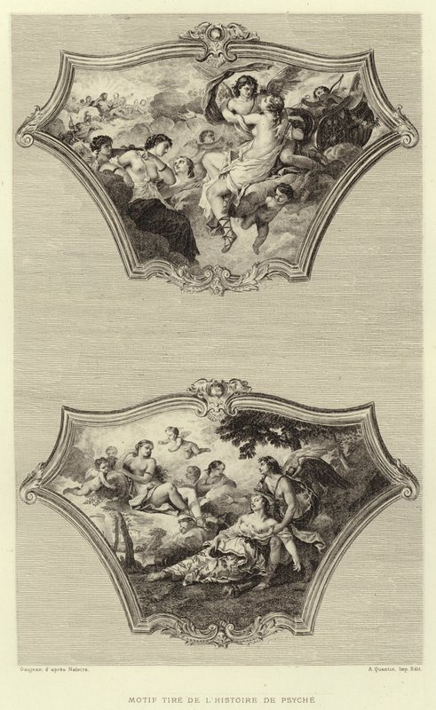 Mønsterdæk fra historien om Psyche (gravering) af Francois (after) Boucher