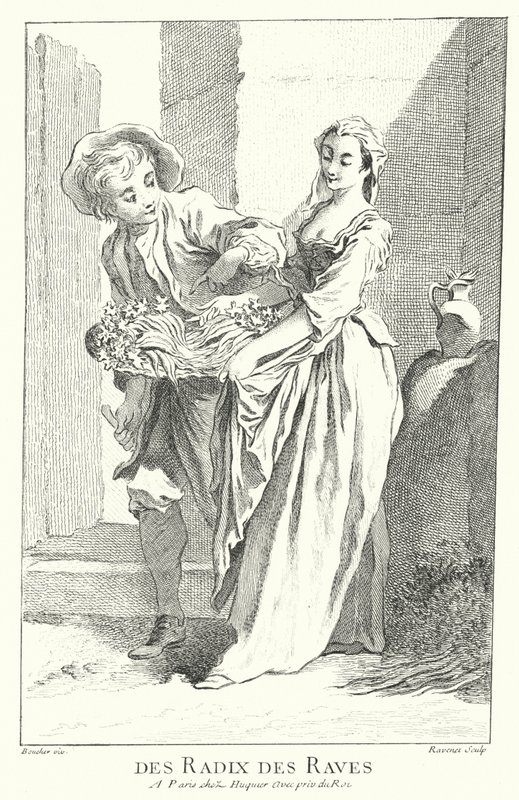 Radise og majroe sælger (gravering) af Francois (after) Boucher
