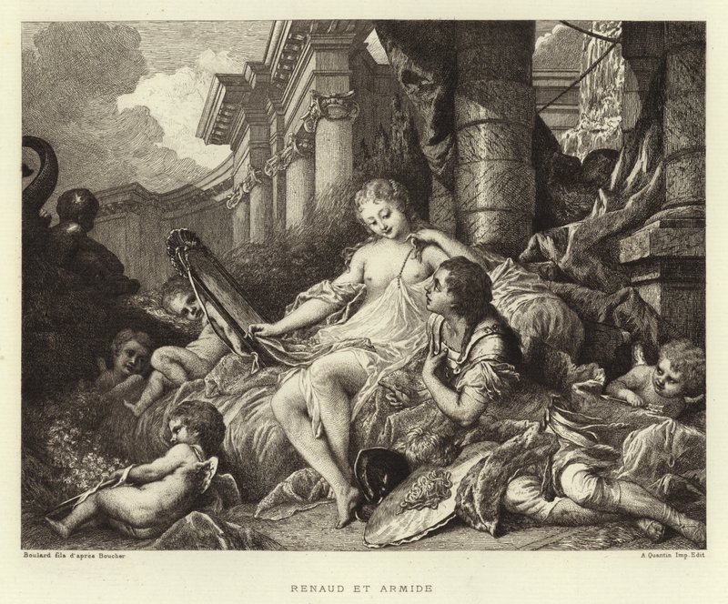 Renaud og Armide (gravering) af Francois (after) Boucher