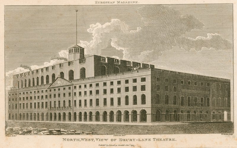 Nordvest udsigt over Drury Lane Theatre, London af Francois Louis Thomas Francia