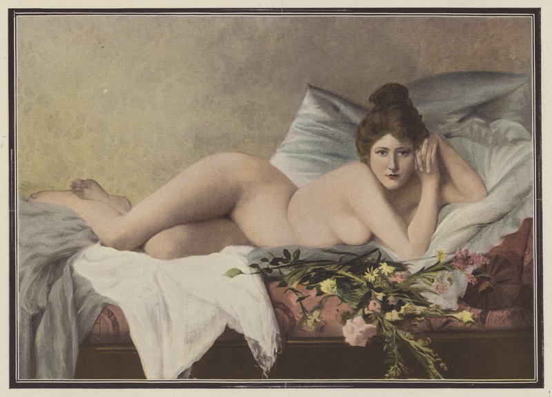 Faldende blomster fra en elsker (farve litho) af Francois Maurice Lard