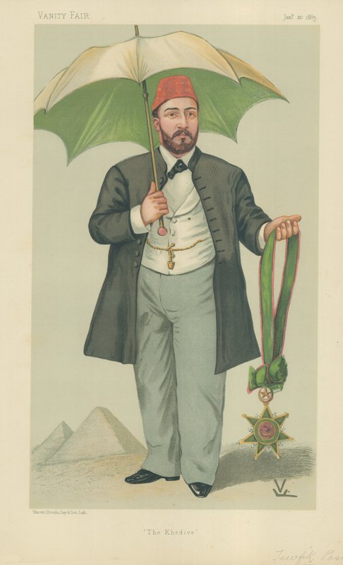 HH Mehemed Tewfik Pasha, Khedive of Egypt, The Khedive, 20. januar 1883, Vanity Fair tegneserie af Francois Verheyden
