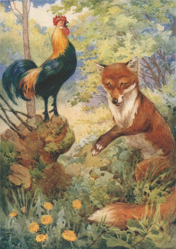 Chanticleer og Dan Russell, fra The Canterbury Tales af Geoffrey Chaucer af Frank Adams