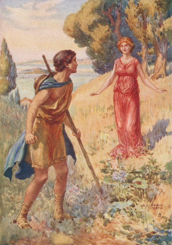 Lycius møder Lamia, fra Lamia af John Keats af Frank Adams