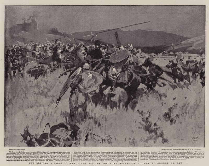 Den britiske mission til Kano, den britiske styrke, der modstod et kavaleriangreb ved Ugu af Frank Craig