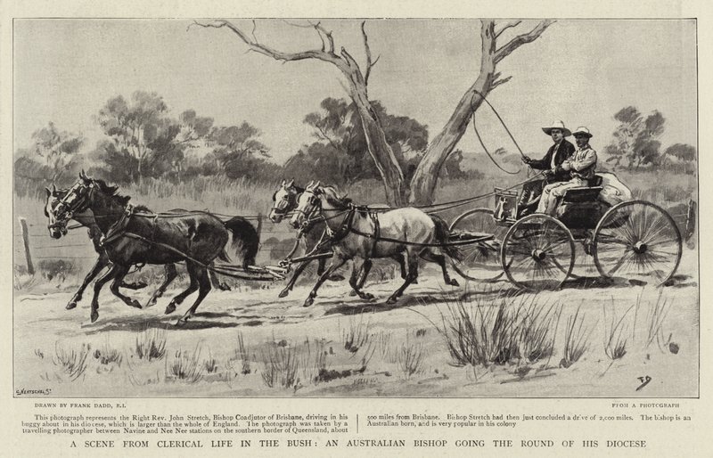 En scene fra det gejstlige liv i bushen, en australsk biskop på rundtur i sit bispedømme af Frank Dadd