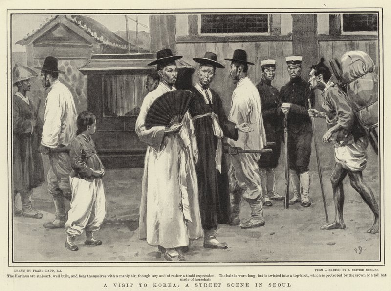 Et besøg i Korea, en gadescene i Seoul af Frank Dadd