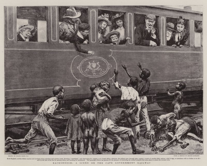 Backsheesh, en scene på Cape Government Railway af Frank Dadd