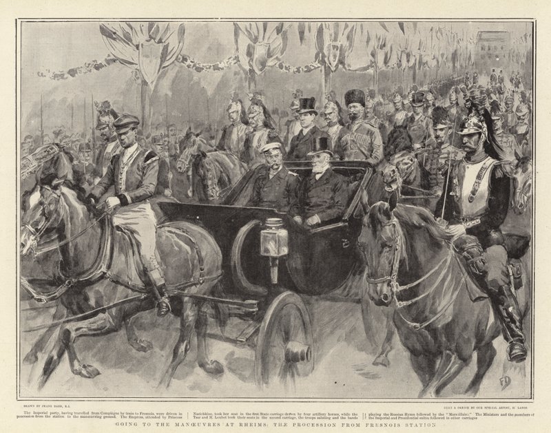 På vej til manøvrerne i Reims, processionen fra Fresnois Station af Frank Dadd