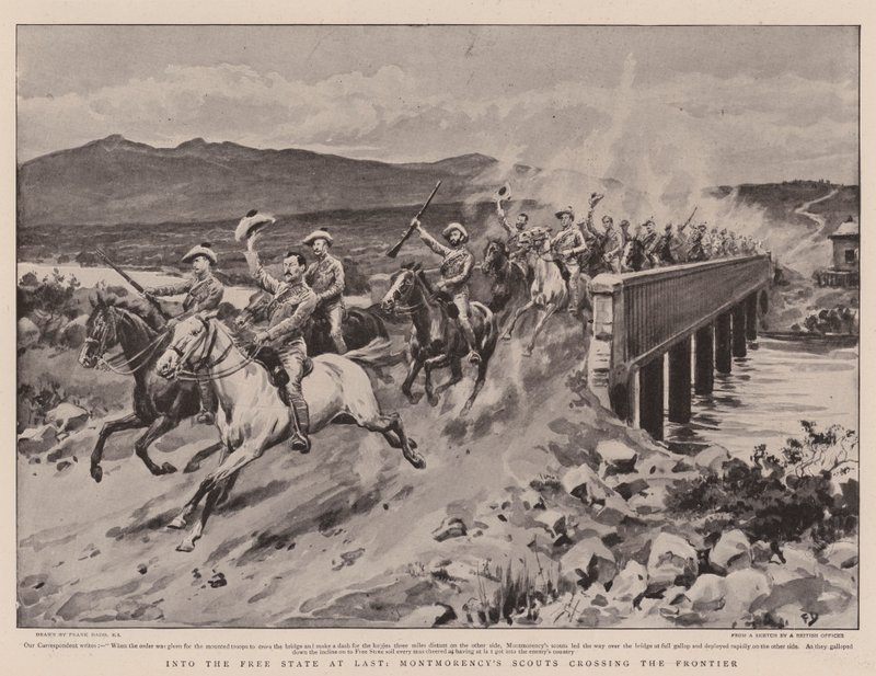 Endelig ind i den frie stat, Montmorencys spejdere krydser grænsen af Frank Dadd