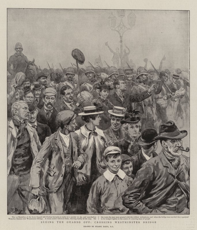 Ser vagterne af, krydser Westminster Bridge af Frank Dadd