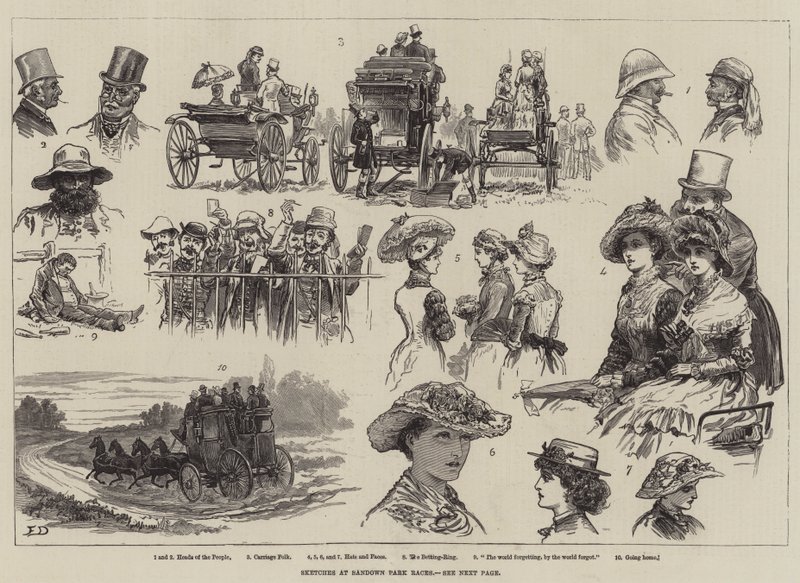 Skitser ved Sandown Park Races af Frank Dadd