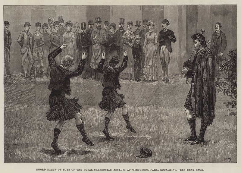 Sword Dance of Boys of the Royal Caledonian Asylum i Westbrook Park, Godalming af Frank Dadd
