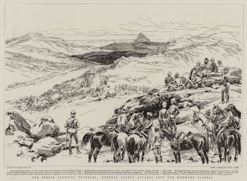 De indiske grænseproblemer, General Elles fremmarch ind på Mohmand-plateauet af Frank Dadd