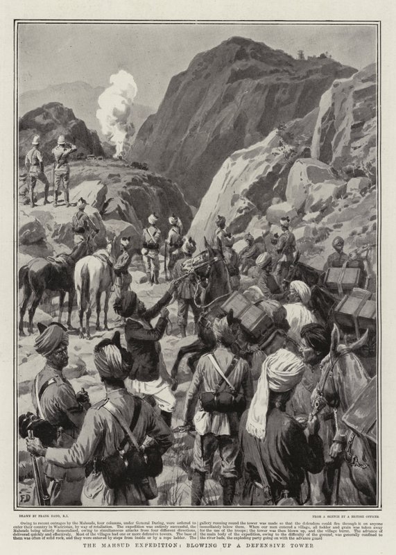 Mahsud-ekspeditionen, sprængning af et forsvarstårn af Frank Dadd