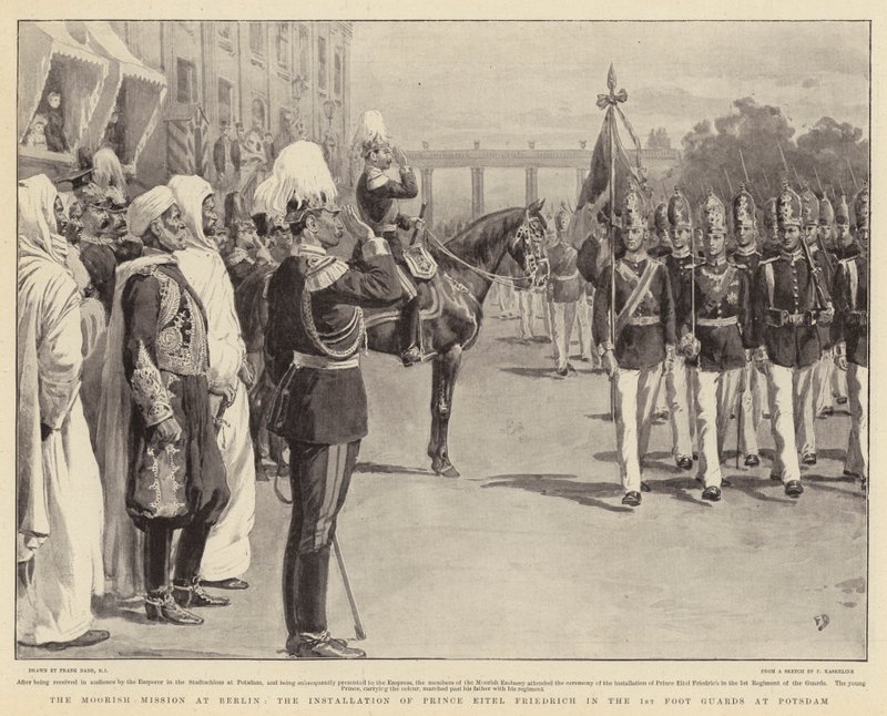 Den mauriske mission i Berlin, indsættelsen af prins Eitel Friedrich i 1. fodvagt i Potsdam af Frank Dadd