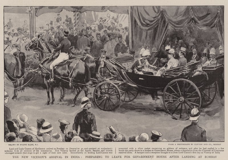 Den nye vicekonges ankomst til Indien, forberedelse til afrejse til regeringsbygningen efter landgang i Bombay af Frank Dadd