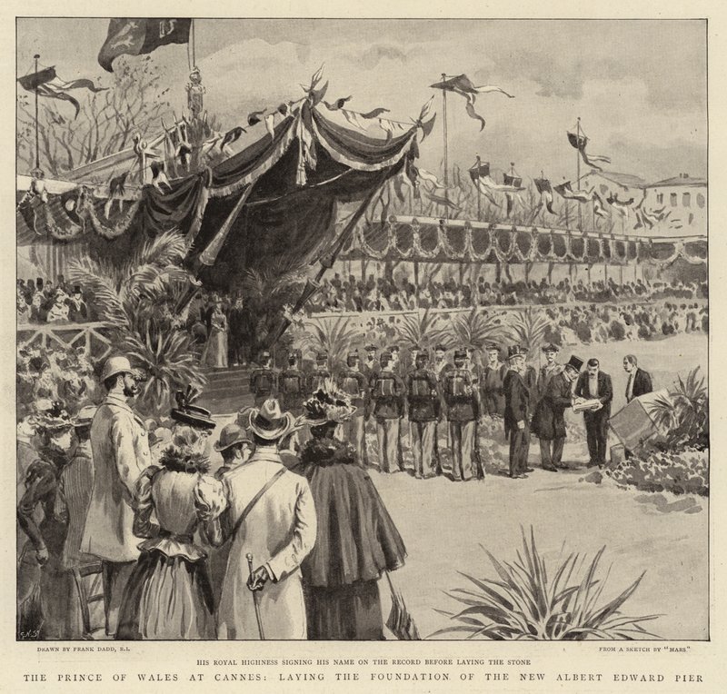 Prinsen af Wales i Cannes, der lægger grundlaget for New Albert Edward Pier af Frank Dadd