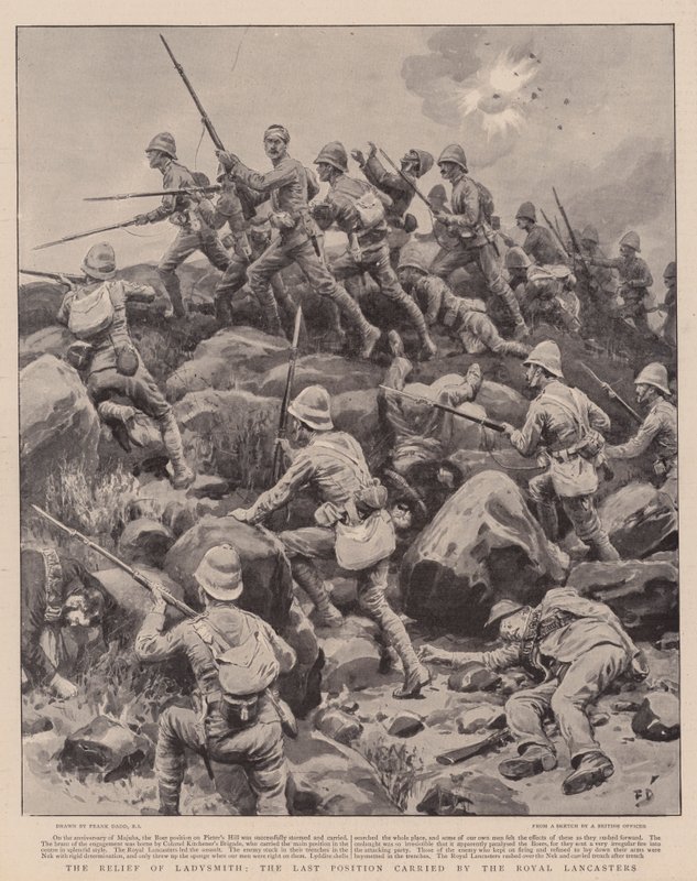 The Relief of Ladysmith, den sidste stilling båret af Royal Lancasters af Frank Dadd