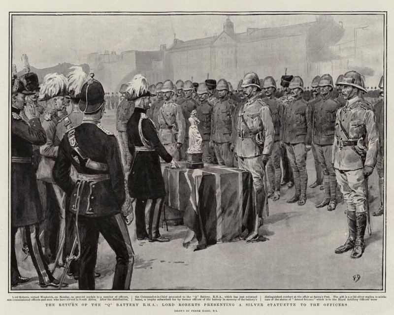The Return of the Q Battery RHA, Lord Roberts præsenterer en sølvstatuette til betjentene af Frank Dadd