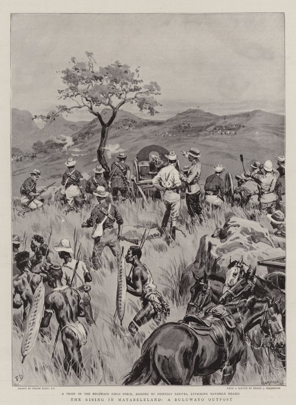 Opstanden i Matabeleland, en Buluwyo-forpost af Frank Dadd