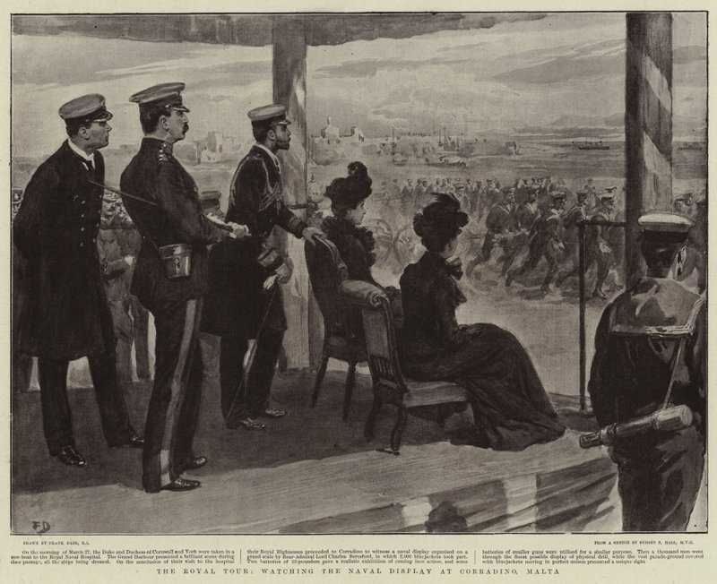 Den kongelige rundvisning, hvor du ser Naval Display i Corradino, Malta af Frank Dadd